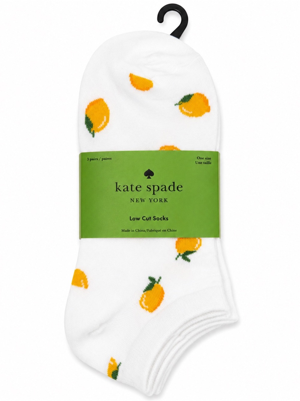🆕 Kate Spade New York Lemon Low Cut Socks 3 Pack Fruit Print Shoe Size 4–10